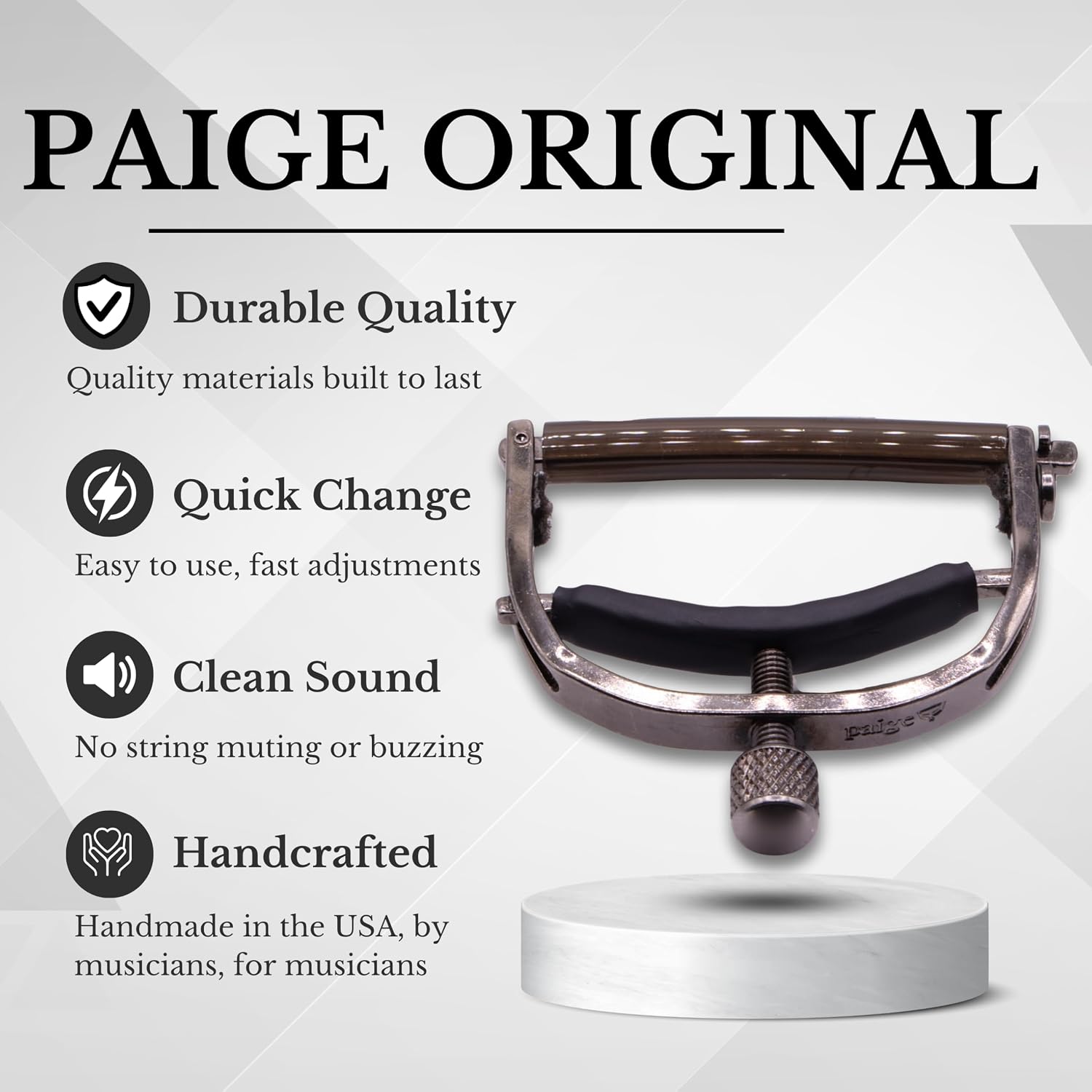 Paige 6-String Acoustic Guitar Capo, Smokey Black Finish - Image 5