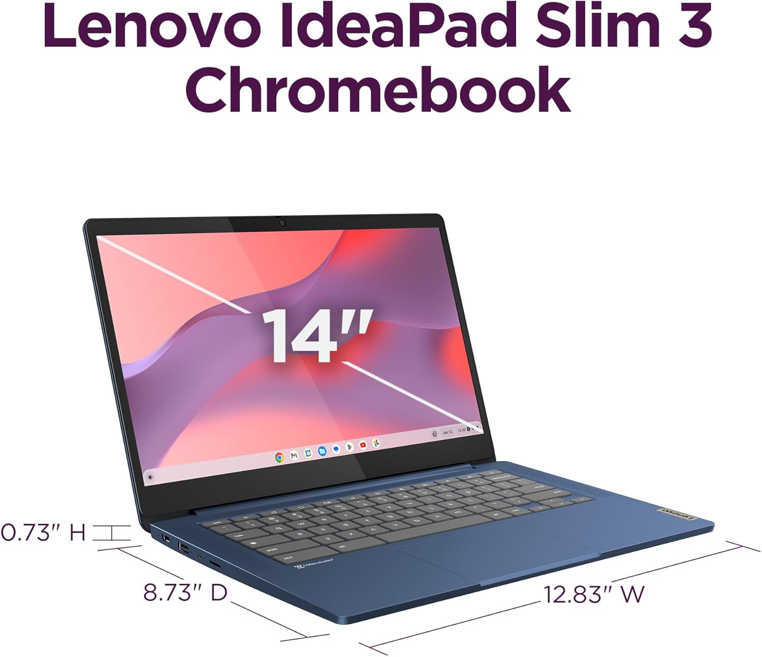 聯想 IdeaPad Slim 3 Chromebook 筆記型電腦 - 2024 年 - 輕型筆記型電腦 - Waves MaxxAudio® 揚聲器 - 14 吋高清顯示器 -720p 相機 - 4GB 記憶體 - 64GB 儲存 - MediaTek Kompanio 520 - 深淵藍色 - Image 8