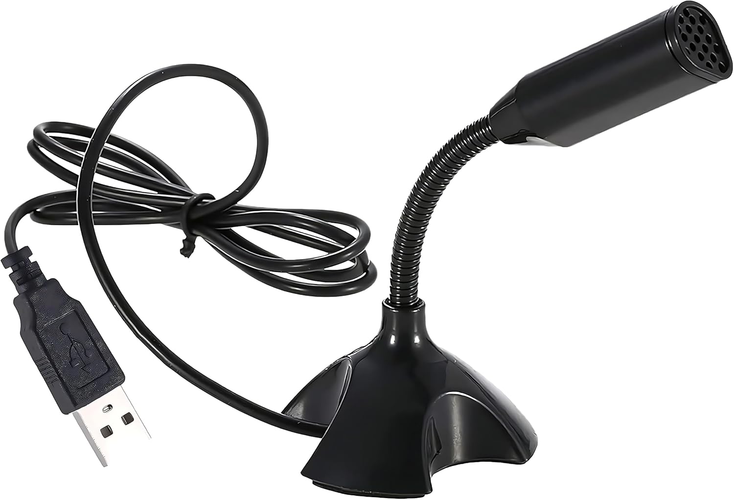 適用於桌上型電腦和筆記型電腦的迷你 USB 麥克風,便攜式 USB 電容麥克風,帶可調節支架,兼容 PC/Mac,即插即用,非常適合會議、線上課堂、遊戲、遠端工作(黑色)