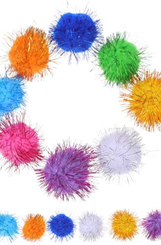 60Pcs Cat Sparkle Balls, Interactive Indoor Toys, Lightweight Pom Poms