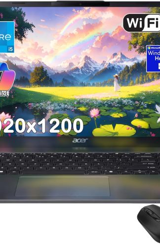 宏碁 Aspire Go 15 筆記型電腦，15.3 吋 WUXGA IPS 顯示屏，英特爾酷睿 i5-1334U，AI Copilot，長電池續航時間，全高清網絡攝像頭，Windows 11，帶滑鼠（16GB RAM | 1TB PCIe SSD）