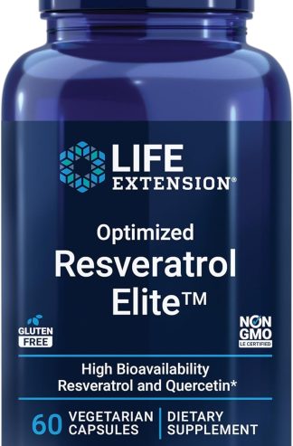 Life Extension Optimized Resveratrol Elite，反式白藜蘆醇，槲皮素，健康老齡化，心臟健康，大腦健康，氧化應激，無麩質，非轉基因，素食，60 粒膠囊