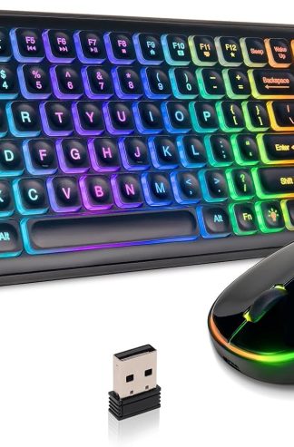 無線鍵盤和滑鼠組合，附背光，CHONCHOW 全尺寸 2.4GHz USB 可充電靜音鍵盤和滑鼠 3 DPI 可調節，適用於 PC、筆記型電腦、Mac、辦公室/遊戲