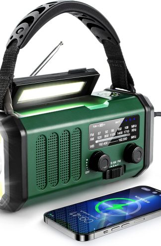 10000mah手動緊急收音機，NOAA天氣收音機，帶有AM/FM和太陽能收音機，可充電電池，手電筒和閱讀燈，SOS警報，指南針手機充電器室內緊急情況