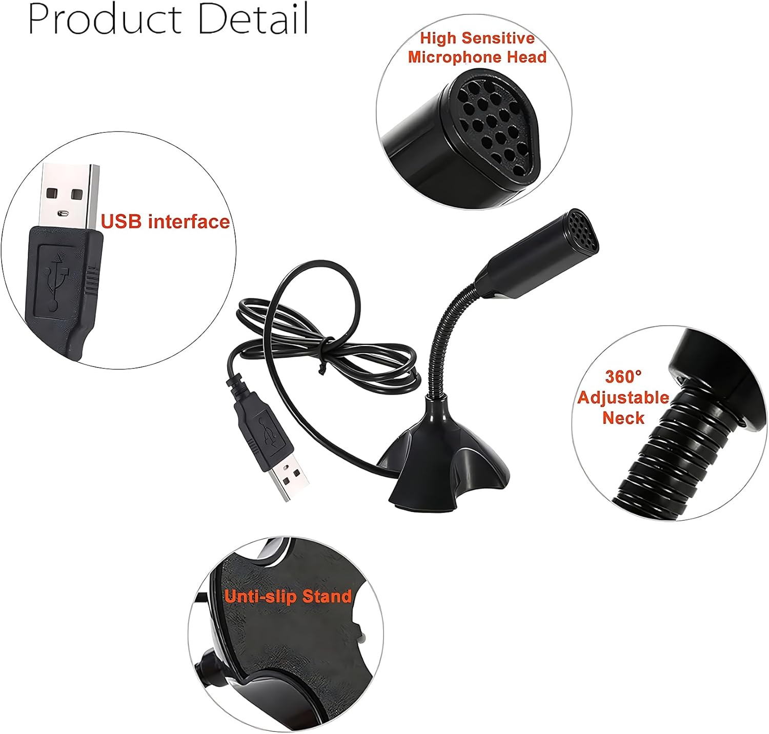 適用於桌上型電腦和筆記型電腦的迷你 USB 麥克風,便攜式 USB 電容麥克風,帶可調節支架,兼容 PC/Mac,即插即用,非常適合會議、線上課堂、遊戲、遠端工作(黑色) - Image 6