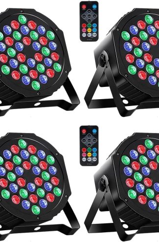 MOSFiATA 帕燈 4 件裝，RGB 36 LED 舞檯燈聲控 DMX 控制，7 種模式向上照明，帶遙控舞台照明，俱樂部 KTV 迪斯科派對用 DJ 派對燈（4 件裝）