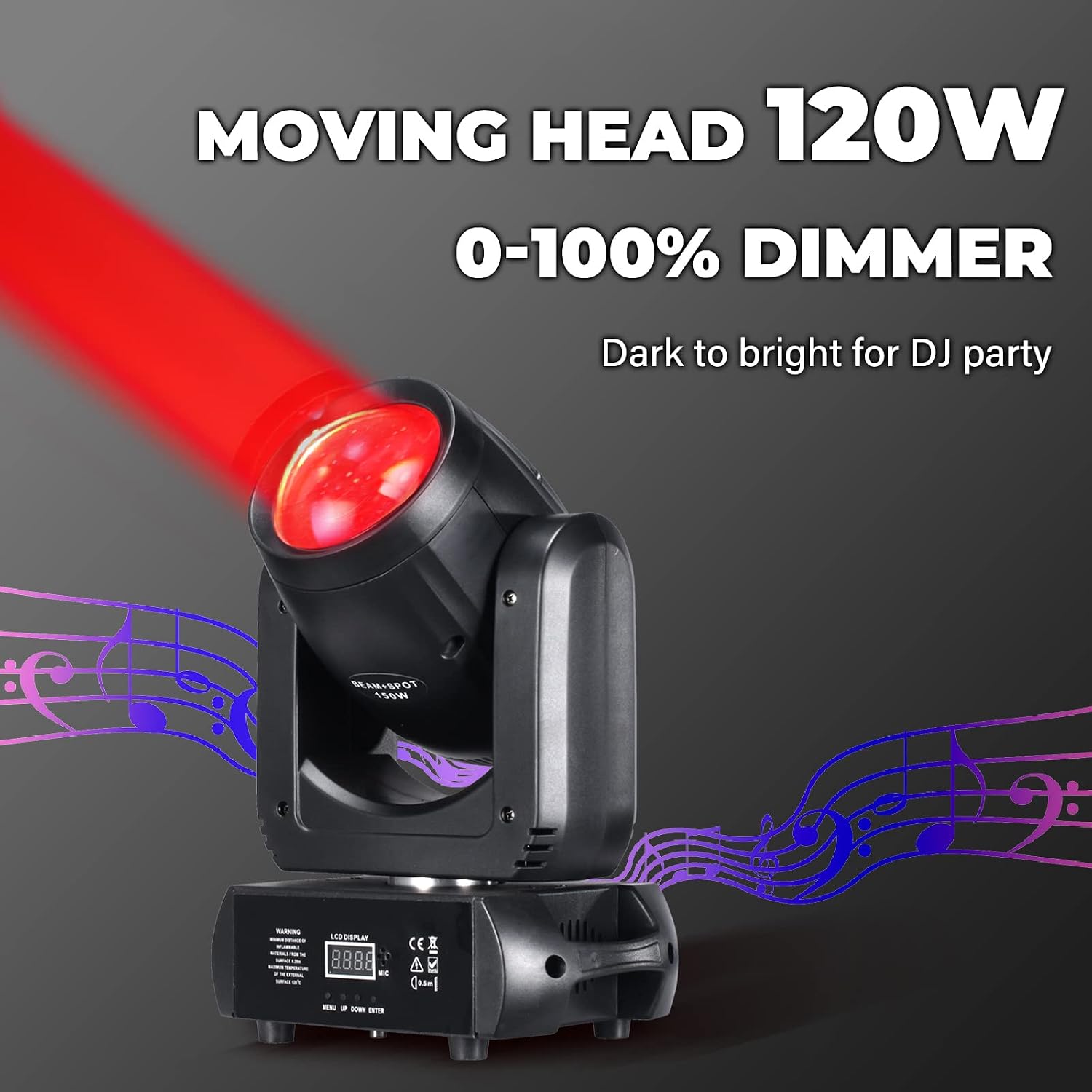 120W LED Moving Head Dj Light Roto Prism Beam Stage Lights 8 GOBOs 8 Colors DMX 512 12CH Sound DJ Lighting for Disco Party Events Wedding Stage Lighting (2) - Image 7