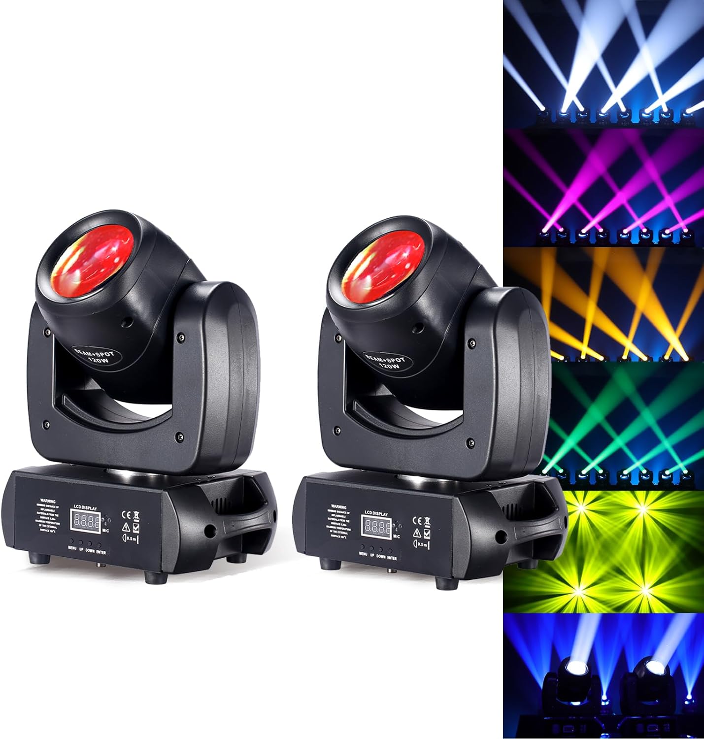 120W LED Moving Head Dj Light Roto Prism Beam Stage Lights 8 GOBOs 8 Colors DMX 512 12CH Sound DJ Lighting for Disco Party Events Wedding Stage Lighting (2)