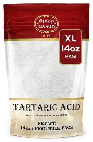 Spicy World 純酒石酸 14 盎司大袋 - 頂級，USP 認證，食品級，純素 - 非常適合釀酒、蜂蜜酒