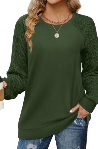 女士船員運動衫的Saloogoe運動衫電纜針織套筒毛衣輕巧時尚2024