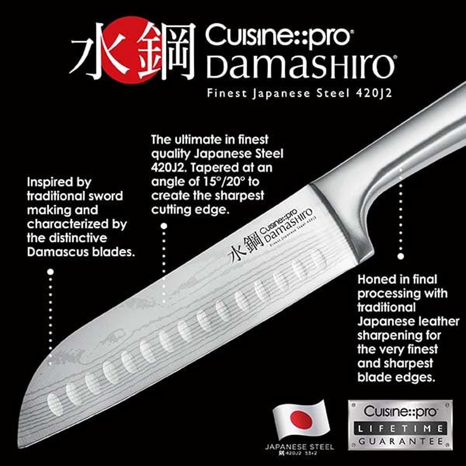 Cuisine::pro Damashiro 刀座(Kumi,7 件組廚師刀套裝)- 日本鋼刀 - 磁性刀座 - 大馬士革靈感刀片廚房刀 - Image 8