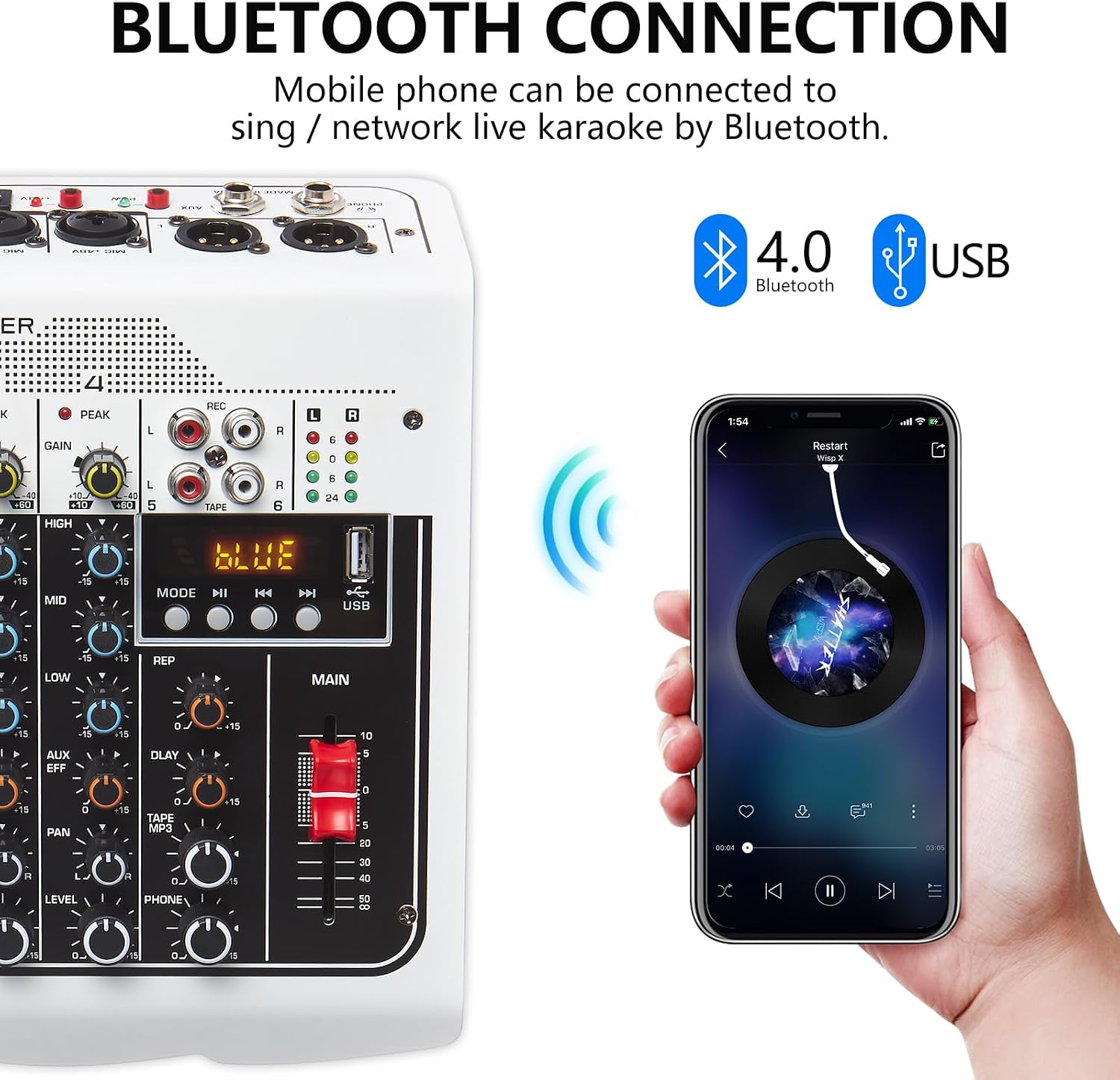 音訊混音器 6 通道 DJ 混音器,專業音板控制台,帶 USB MP3 藍牙輸入 48V,適用於現場表演家庭舞台卡拉 OK - Image 3