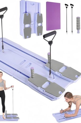 普拉提塑身板套裝 - 2026 年，可折疊 8 合 1 普拉提全身鍛煉機，帶阻力帶的腹部訓練器，男女便攜式家用普拉提設備