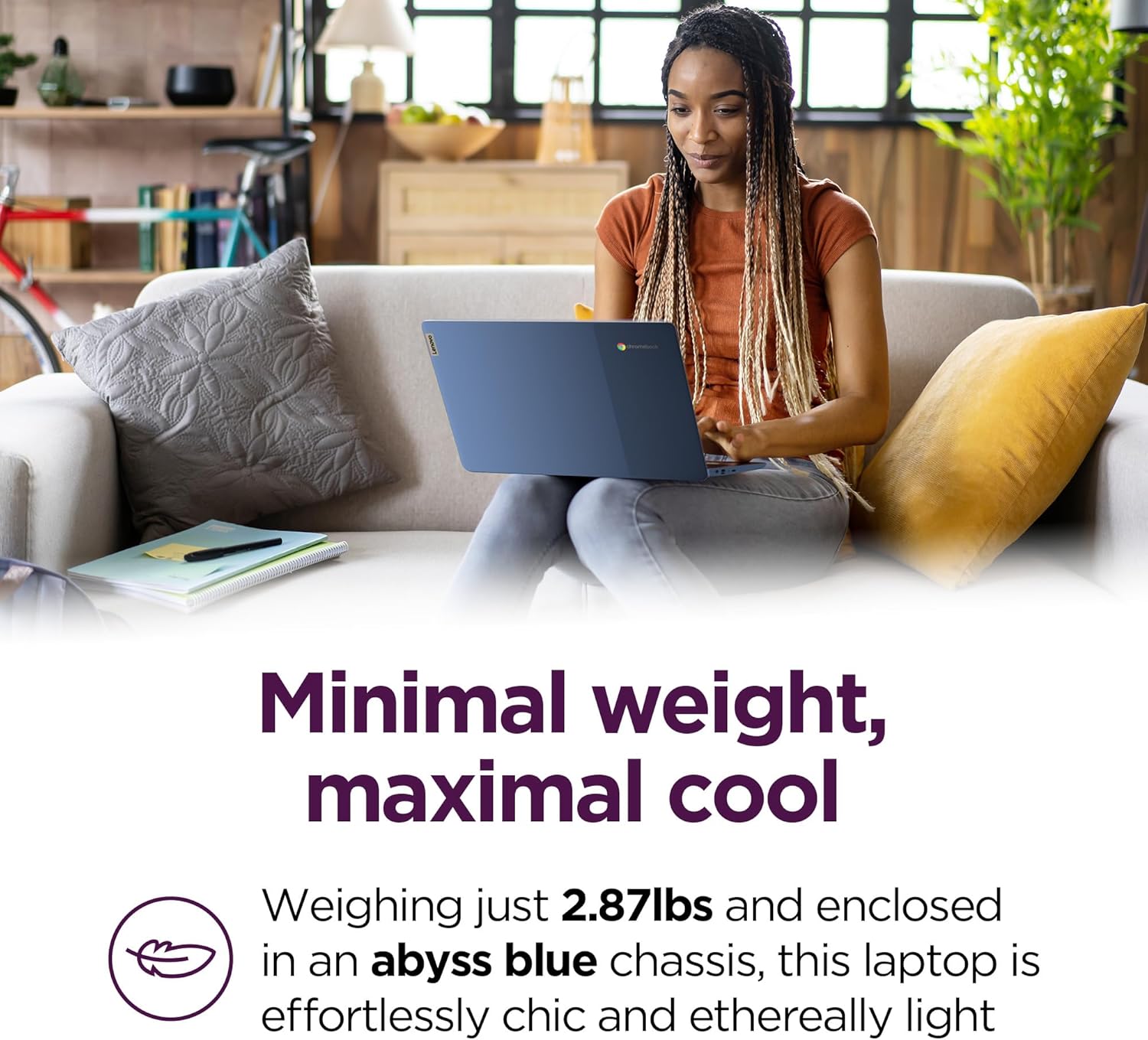 聯想 IdeaPad Slim 3 Chromebook 筆記型電腦 - 2024 年 - 輕型筆記型電腦 - Waves MaxxAudio® 揚聲器 - 14 吋高清顯示器 -720p 相機 - 4GB 記憶體 - 64GB 儲存 - MediaTek Kompanio 520 - 深淵藍色 - Image 6