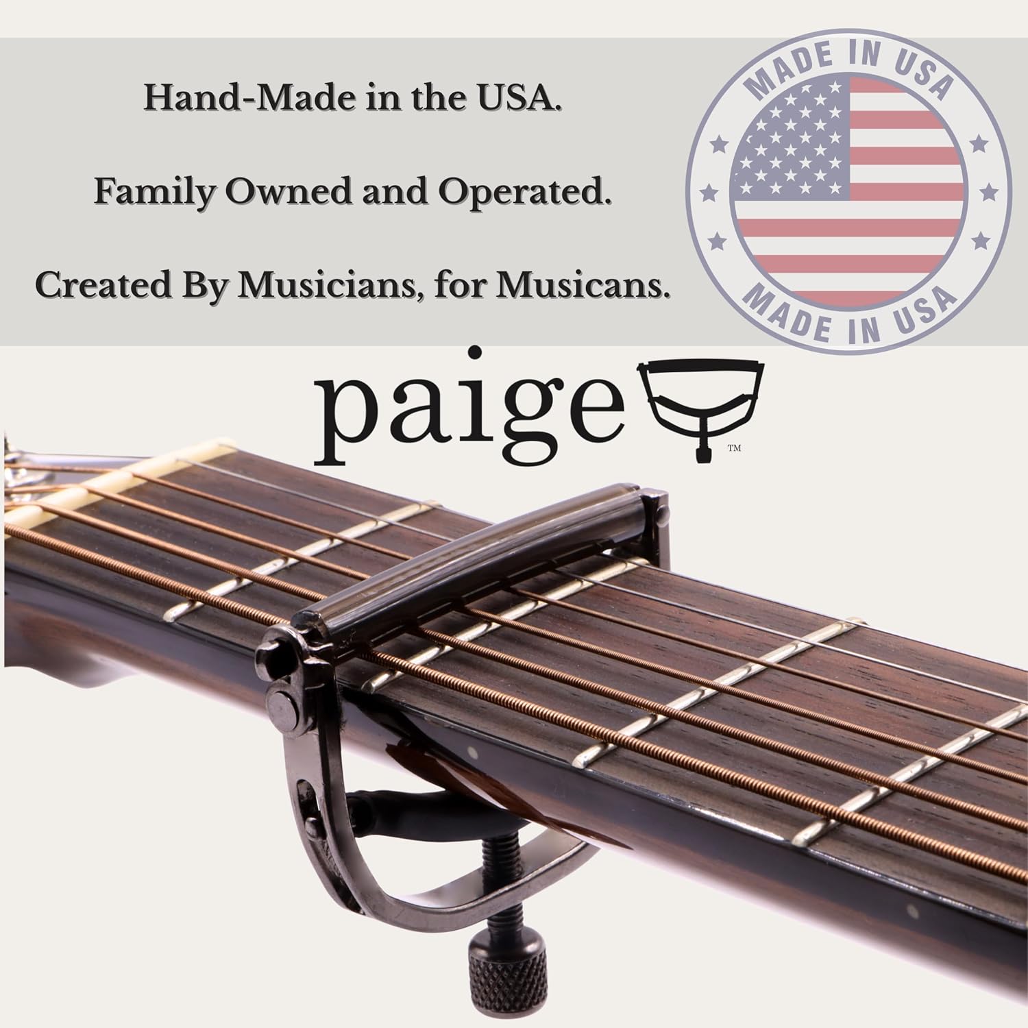 Paige 6-String Acoustic Guitar Capo, Smokey Black Finish - Image 11