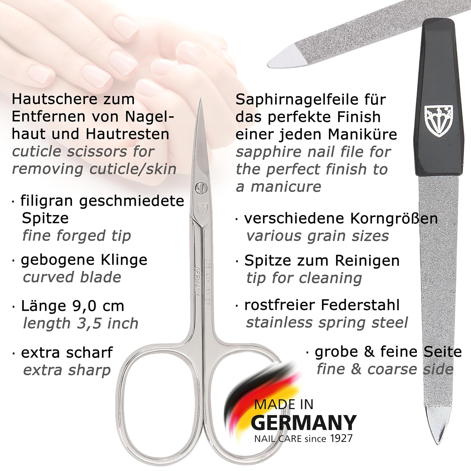 3 Swords Germany - brand quality 5 piece manicure pedicure grooming kit set with synthetic leather case camouflage - Made in Germany - Image 2