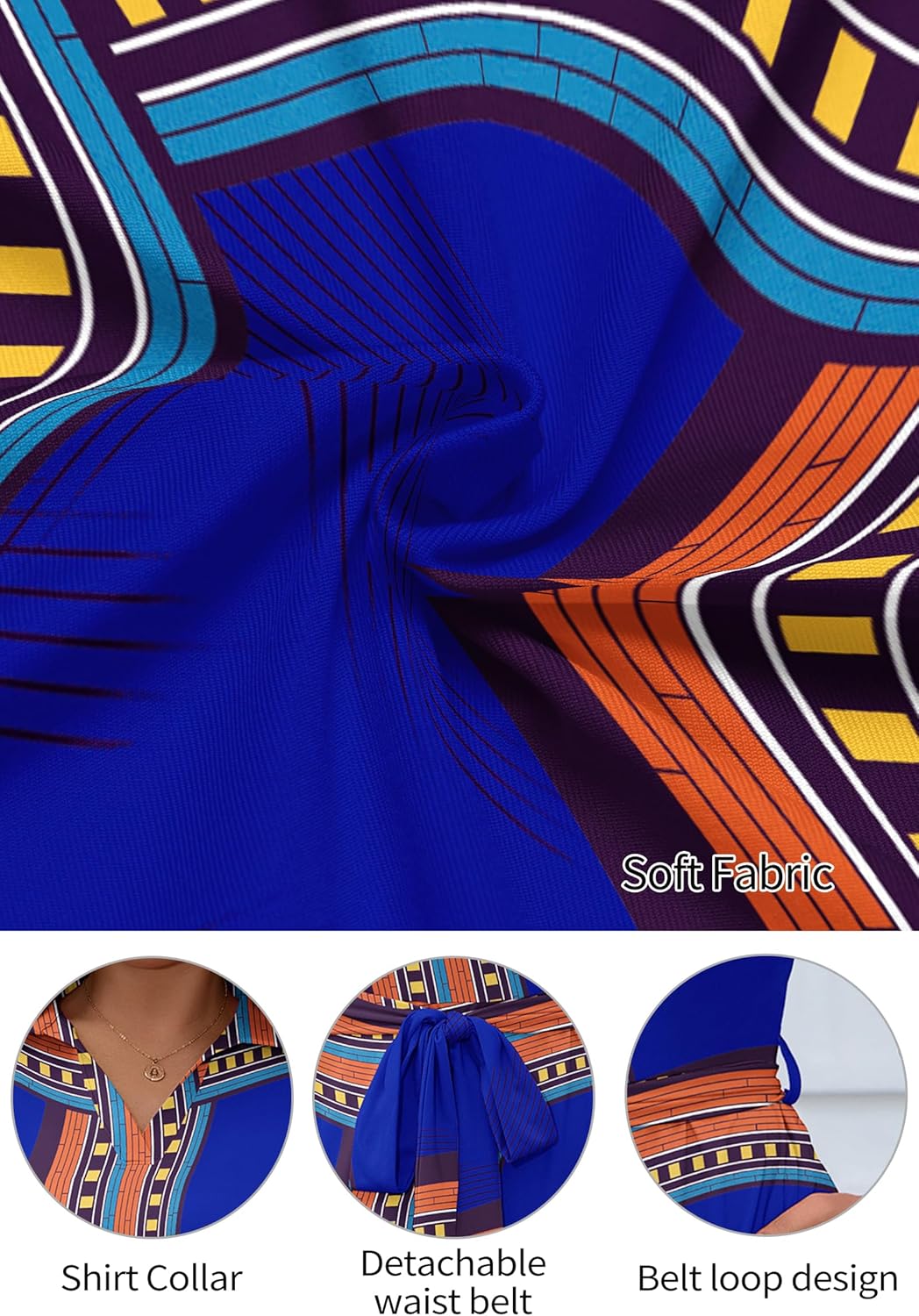 Fandee Plus女士的MIDI禮服 - 婚禮嘉賓雞尾酒會的印刷夏季禮服3/4袖子v neck(XL -5XL) - Image 9