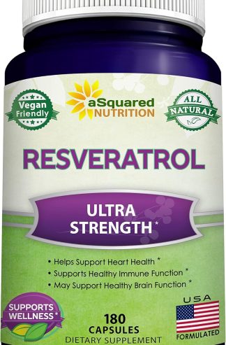 100% Natural Resveratrol - 1000mg Per Serving Max Strength (180 Capsules) Antioxidant Supplement, Trans-Resveratrol Pills for Heart Health & Pure, Polyphenols