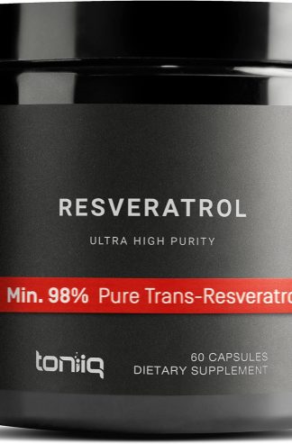 Toniiq 超高純度白藜蘆醇膠囊 - 98% 反式白藜蘆醇 - 高度純化和生物可利用 - 60 粒白藜蘆醇補充劑