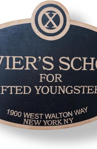 標誌 - 黑色 - 澤維爾的個人化標誌，帶有您的地址“天才青少年學校”，6 英寸 x 9 英寸。