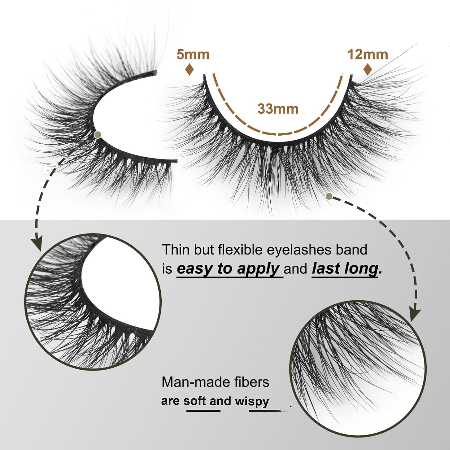 Lashes Natural Look Wispy Fasle Eyelashes 12mm Short Faux Mink Eyelashes Cat Eye Natural Strip Lashes Pack by Zegaine 16 Pairs - Image 2