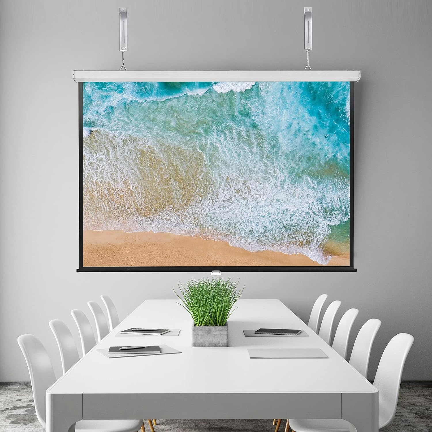 Suptek通用投影儀屏幕壁掛式L型支架壁掛式掛架6英寸可調節的擴展安裝掛鉤,用於投影屏幕高達66磅,每個30千克容量,PRL001,白色(1對) - Image 2