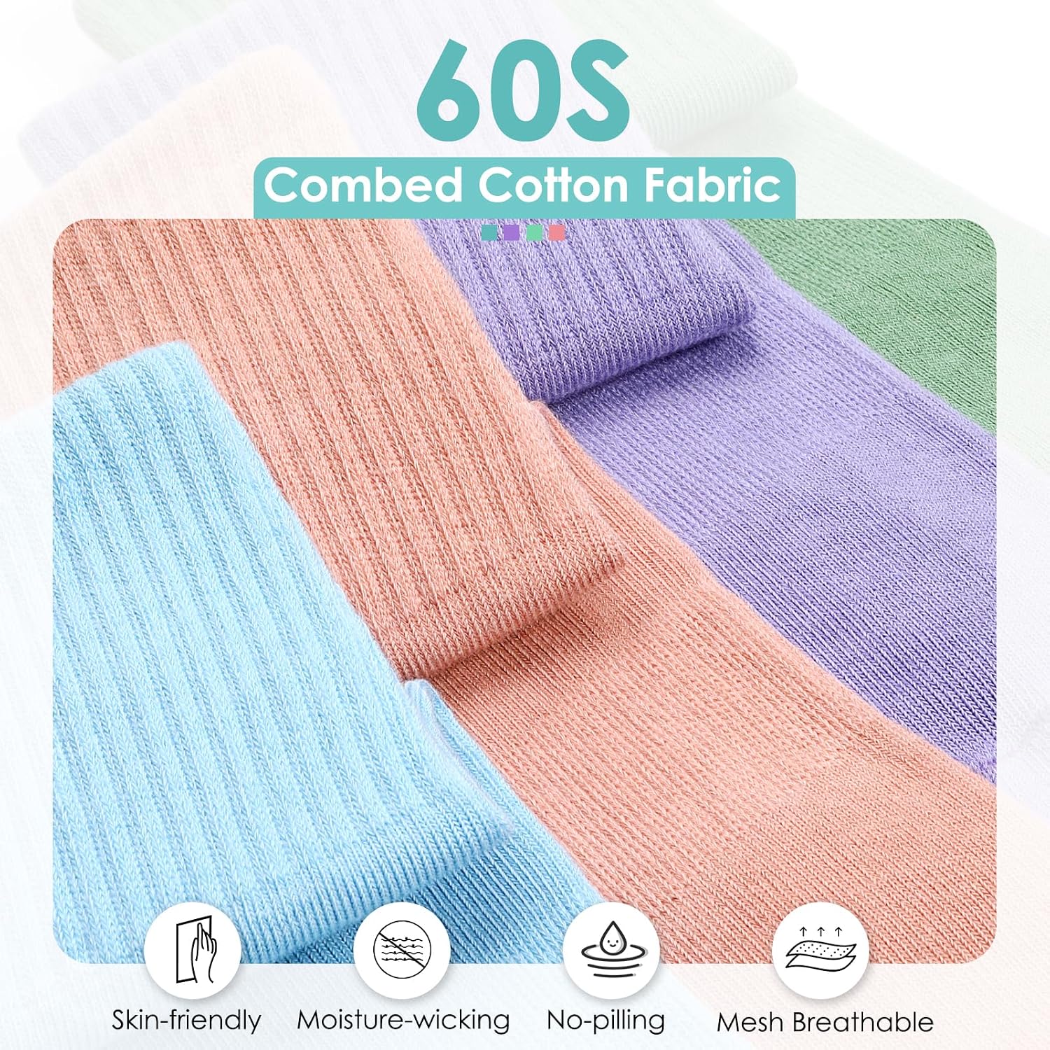 4 Pairs Pilates Socks with Grips for Women, Barre Yoga Grippy Socks, Womens Non Slip Pilates Crew Sticky Socks - Image 3