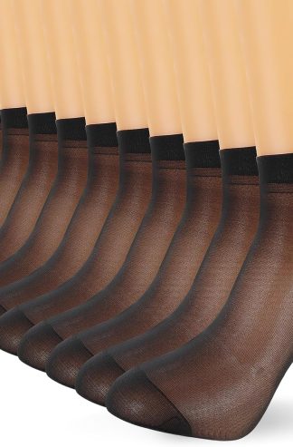 COMNICO 10 Pairs Women Nylon Ankle Short Everyday Sheer Socks Soft Tight Hosiery Stocking Pantyhose Summer Ultra Thin Cool Stylish Silk Socks with Reinforced Toe