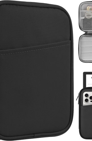 HoYiXi 通用套袋適用於 6"、6.8"、7" Kindle Paperwhite/Colorsoft 2024-2012 相容 6"-6.8" 全新 Kindle/Kobo/Tolino/Sony，6" 電子閱讀器附防摔保護套，黑色