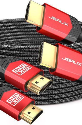 JSAUX 10K HDMI 電纜 2.1 10FT 2 包 48Gbps 8K@60Hz 4K 超高速線（7680x4320，4K@120Hz）eARC HDR10 HDCP 2.2 和 2.3 3D，相容於5/PS4/X-V212/LGB/X-B，/LGB/B/B/Bt/Bt/TV