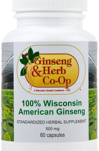 100% 純威斯康星花旗參膠囊 - 500 毫克。正宗西洋參。強效人參根粉 - 不含填充劑、粘合劑或其他添加劑。