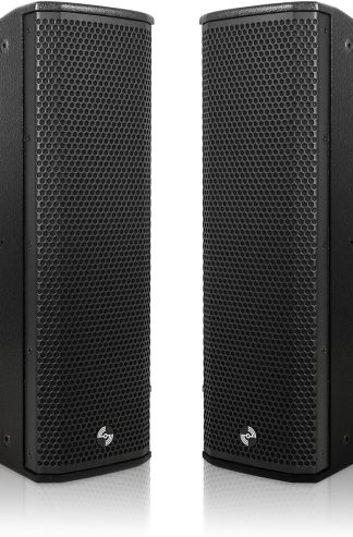 Sound Town 一對高功率 500W 無源柱線陣列揚聲器，帶 2x5 低音揚聲器，雙壓縮驅動器，樺木膠合板，壁掛式，安裝，現場活動，會議，黑色 (CARPO-P3B)