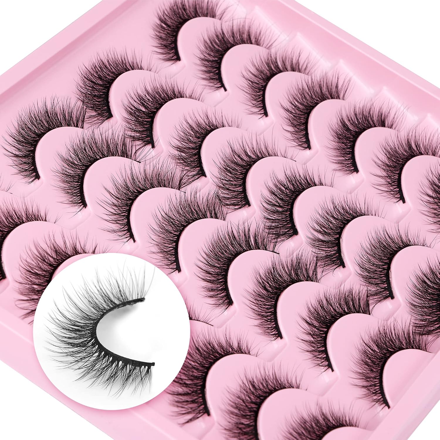 Lashes Natural Look Wispy Fasle Eyelashes 12mm Short Faux Mink Eyelashes Cat Eye Natural Strip Lashes Pack by Zegaine 16 Pairs - Image 3