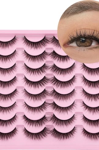 Lashes Natural Look Wispy Fasle Eyelashes 12mm Short Faux Mink Eyelashes Cat Eye Natural Strip Lashes Pack by Zegaine 16 Pairs