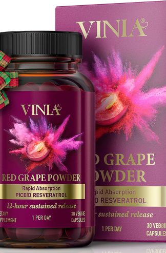 VINIA Piceid 白藜蘆醇補充劑。增加血流量和一氧化氮。血壓和心臟健康支持|紅葡萄中的抗氧化劑 |非轉基因，30 片