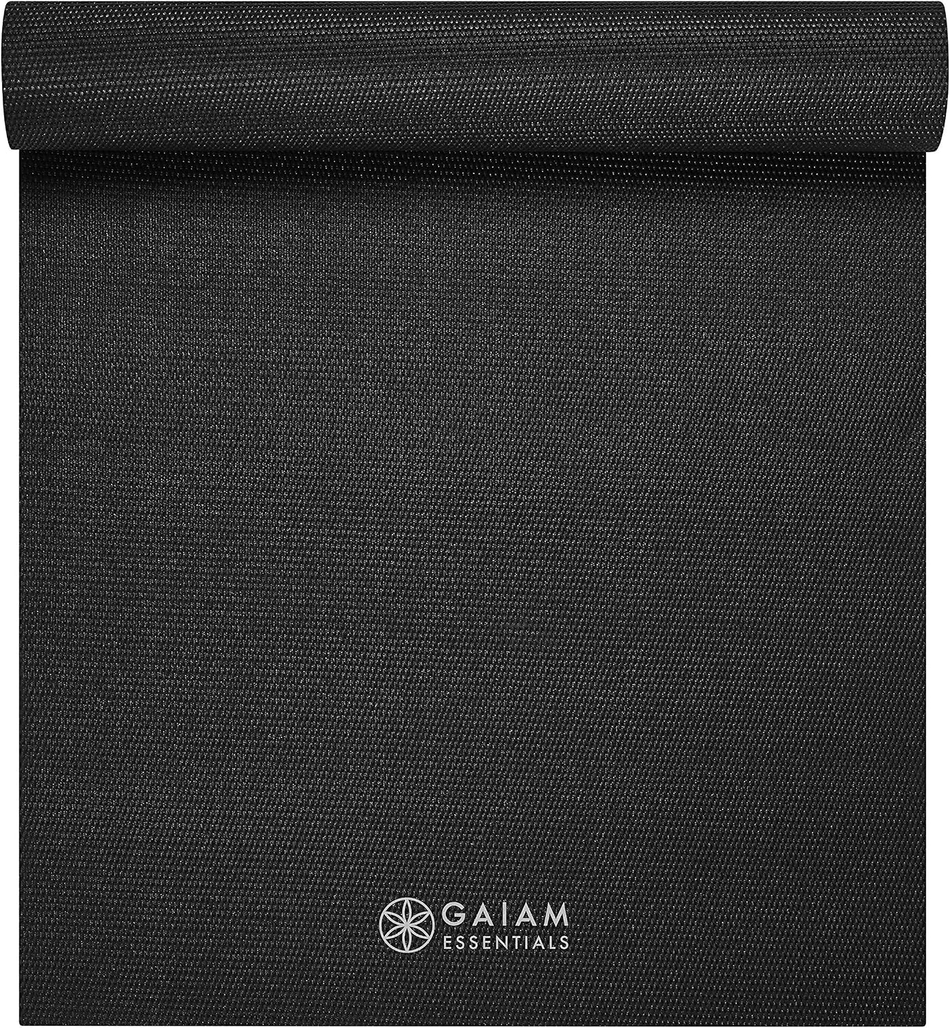 Gaiam Essentials 1/4" Thin (6mm) Yoga & Pilates, Fitness & Exercise Mat with Easy-Cinch Carrier Strap Cusion Support For Fitness and Gym Workouts - Image 9