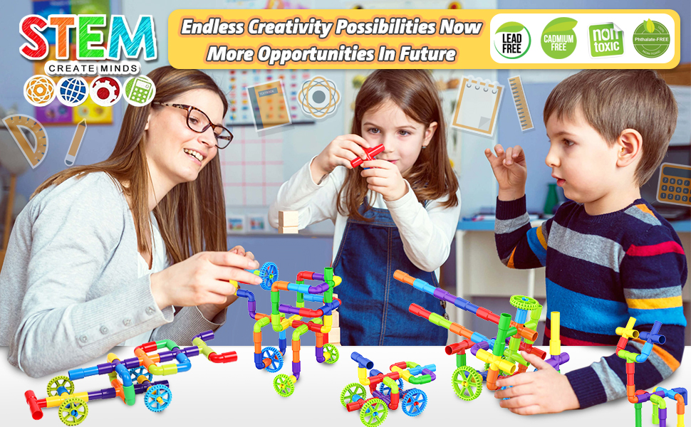 stem building blocks pipe tube sensory toys